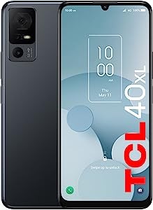 TCL 40XL 2023 Unlocked phone 4GB + 128GB, 6.75in 90Hz display, smartphone Android 13,50MP AI camera Phone, 5000mAh,4G LTE, US version, dark grey