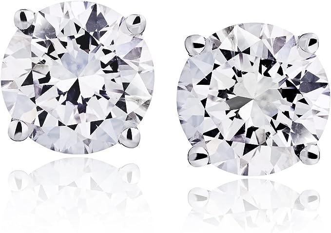 Certified natural diamond stud earrings Women's 14 carat gold earrings 4 claw set with screw back Fine jewelry, metal, diamond